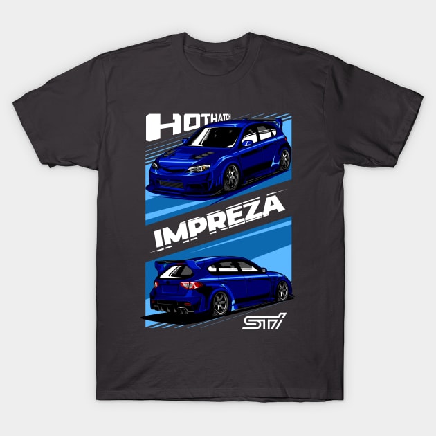 Subaru Impreza Hatchback Blue T-Shirt by aredie19